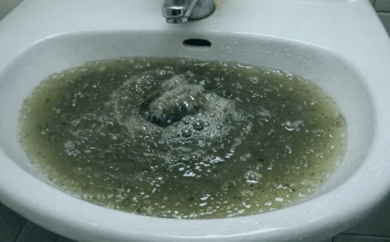 Technikerhände reinigen professionell den Siphon unter dem Waschbecken in sauberem Bad oder Küche.