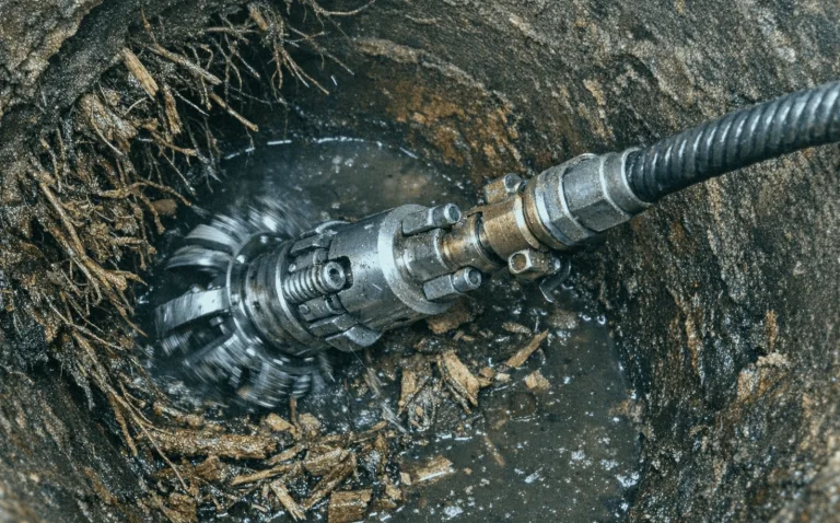 Fräskopf für elektromechanische Rohrreinigung im Einsatz